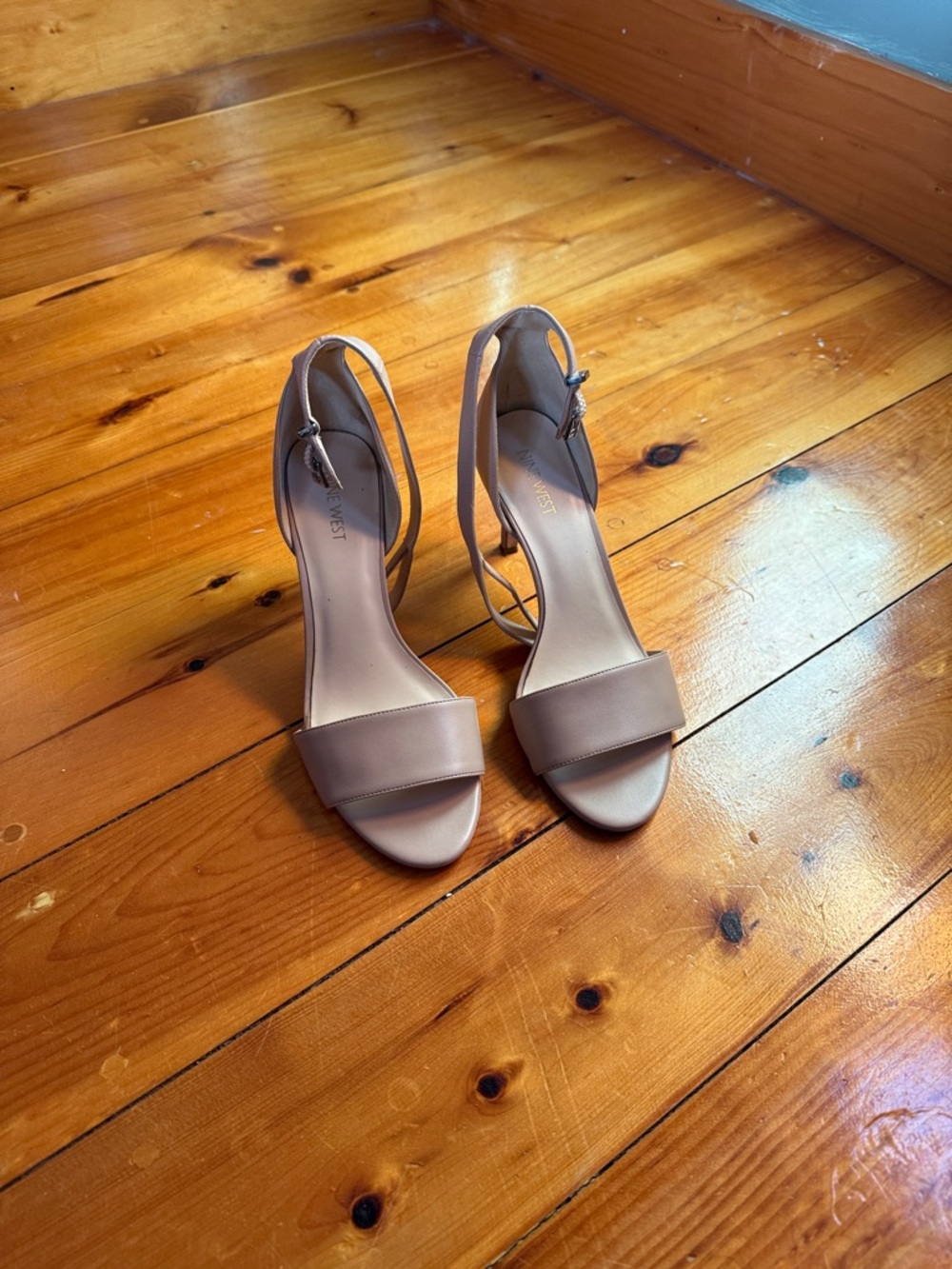 Nine West Nude Strap Block Heel Sandals